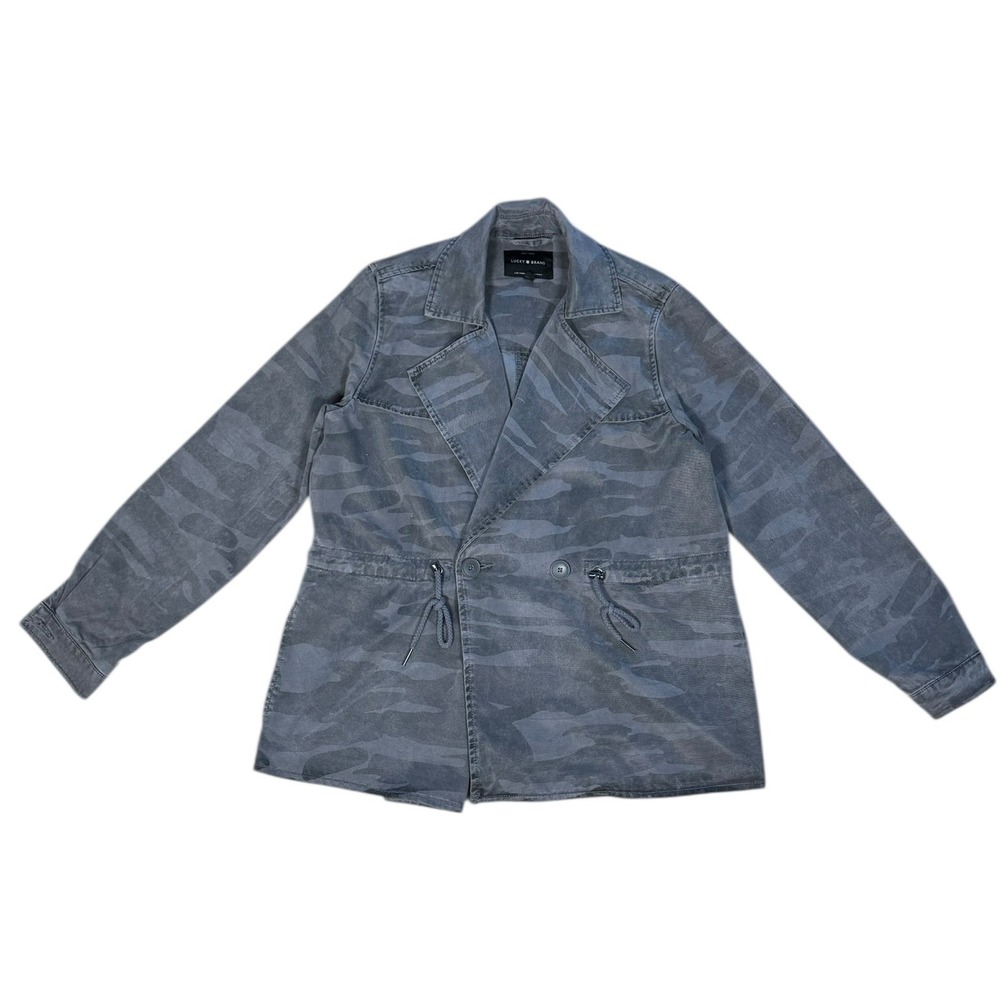 LUCKY BRAND Womens Gray Camo Utility Jacket Cotton Blend Size Small EUC - Picture 1 of 5
